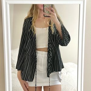 Xhilaration Black & White Pinstripe Striped Blouse